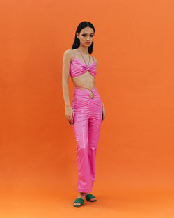 Lilac leather trousers by attico hires stock photography and images  Alamy